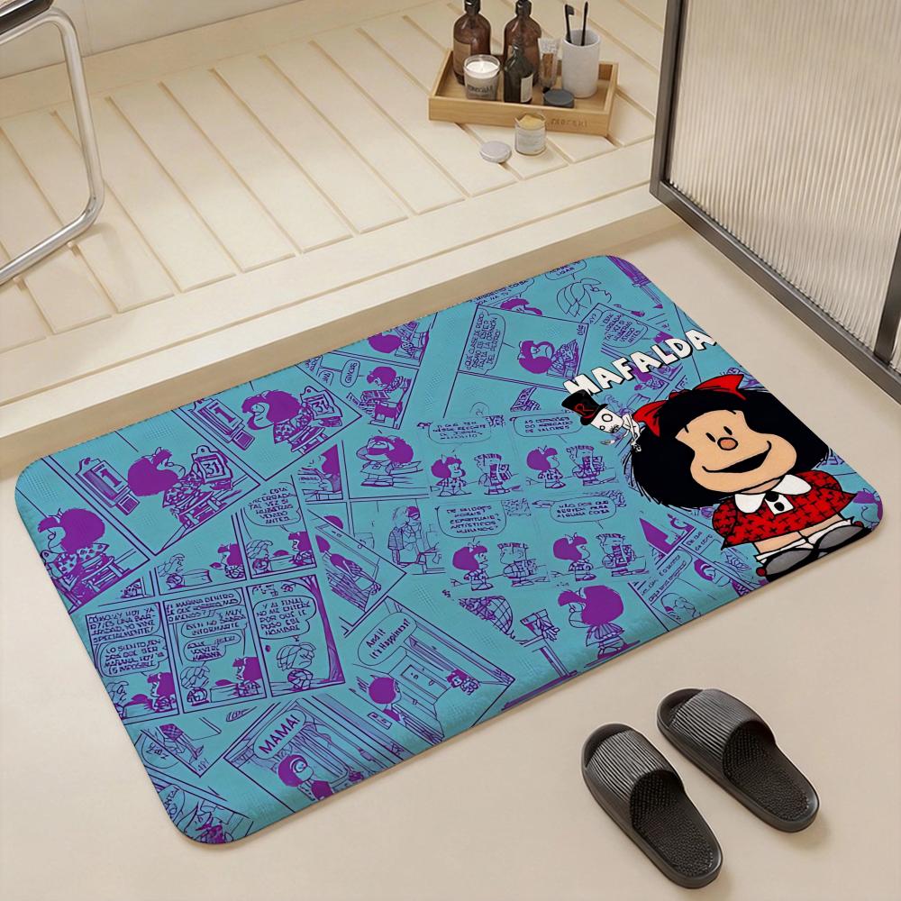 Cute Cartoon Mafalda Floor Mat Eco  Flannel Doormat Non Slip Odorless Indoor Floor Rug Soft Short Plush Home Mat