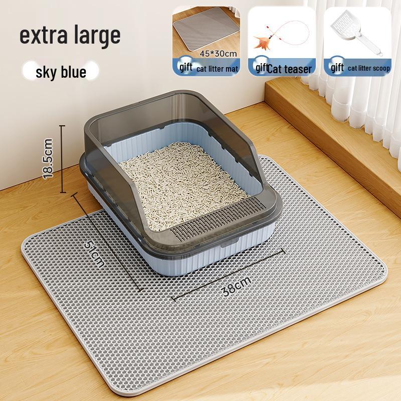 Extra Large Anti-Splash Cat Litter Box: Semi-Enclosed Tray for Large Cats and Kittens