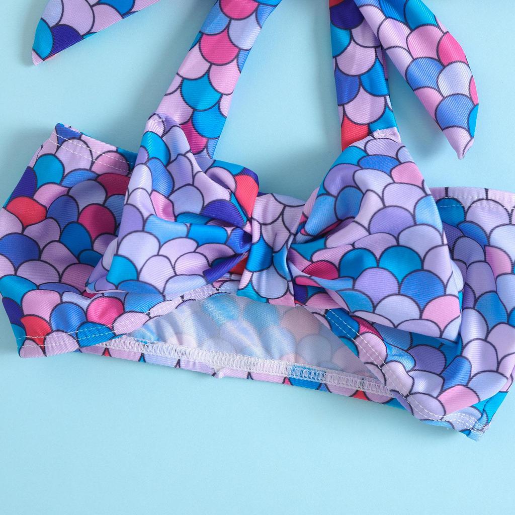 Girls' Summer Mermaid Halter Bikini Set