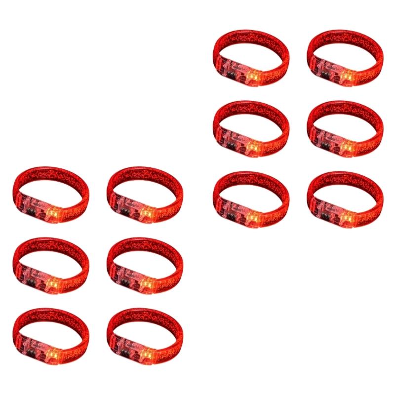 12pcs Light Up Party Bracelets Acrylic LED Wristbands For Kids Adults Concerts Festivals Nighttime Activities Multicolored Glowing Effect