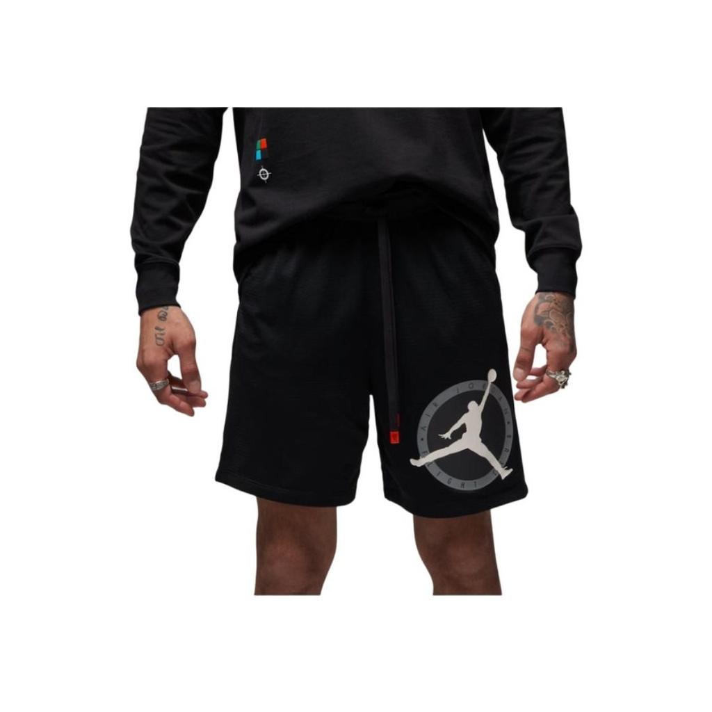 Jordan Letter Logo Print Breathable Lace-Up Mid-Rise Sports Shorts Men Shorts Black DV7603-010