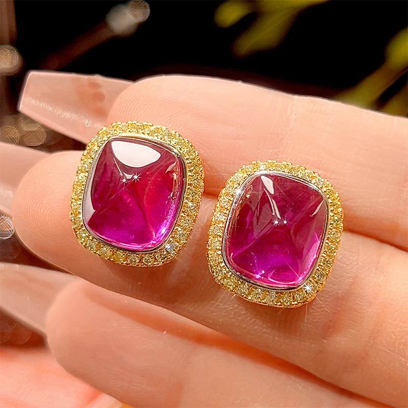 Autumn And Winter Jewelry Simulation Red Corundum Sugar Tower Retro Pendant Set 12 * 16-10 * 12