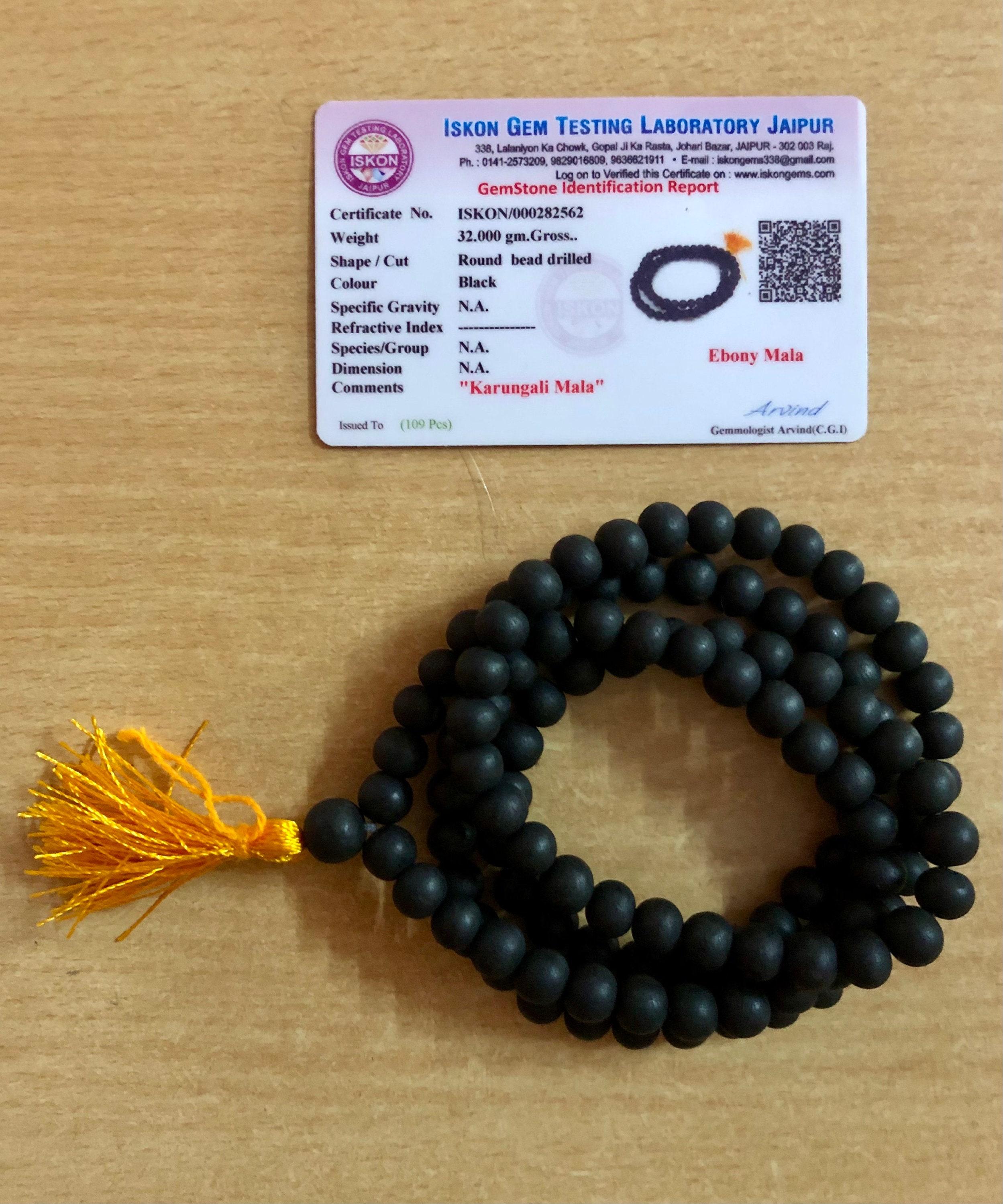 Lab Certified Original Ebony Wood 108+1 Beads 8 mm, Natural Karungali Malai Mala ROSARY, Indian Origin, Rosary Jaap Mala Yoga Prayer One Size