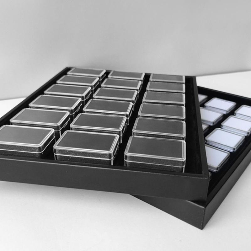 18 Edelsteinhalter-Etui für Schmuckausstellung und Aufbewahrung Quadratischer Edelstein-Organizer mit Schaumstoff für Sammlerstücke und Kristalle