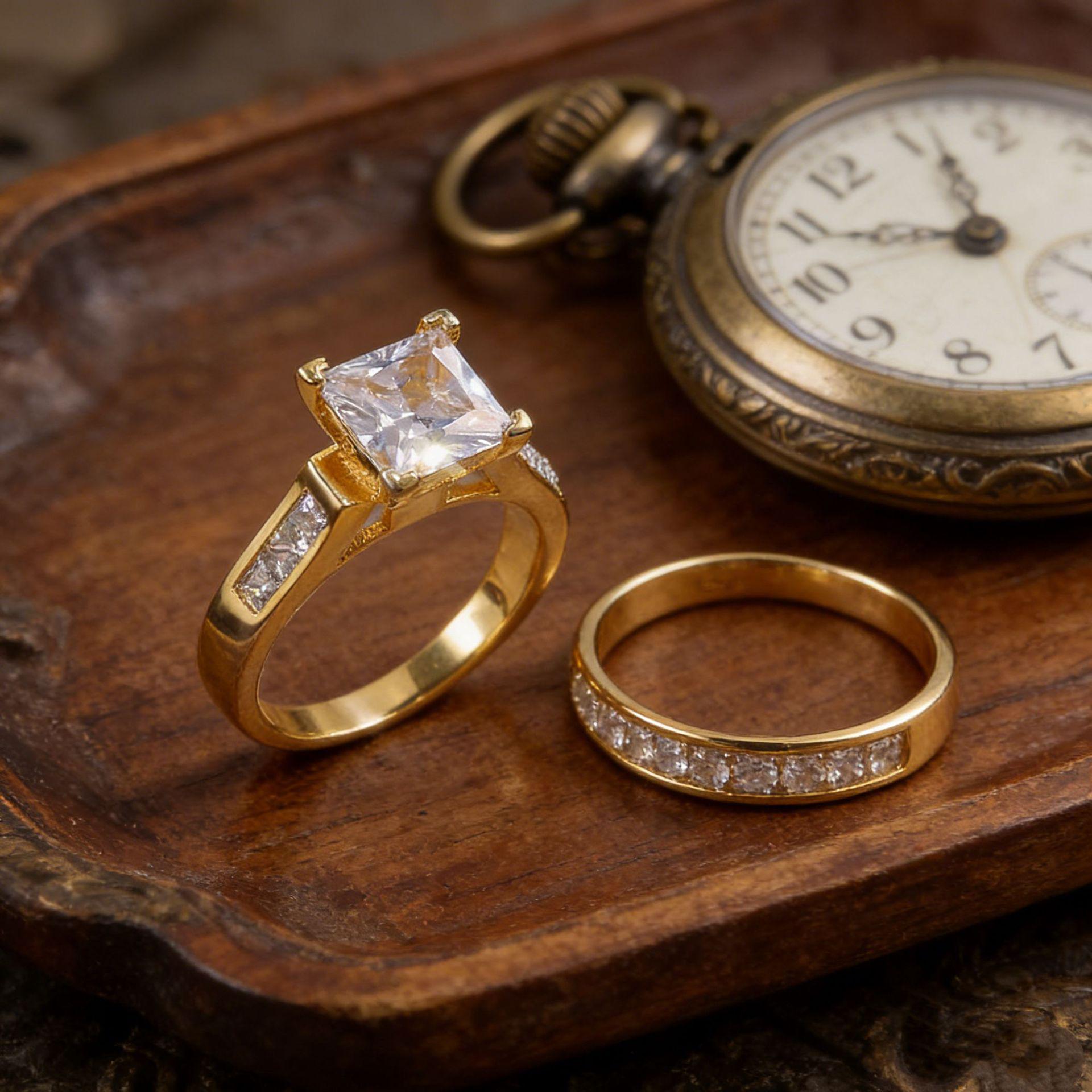 Women s Square Zirconia Couple Rings - Elegant Cross-Border Design Size 11