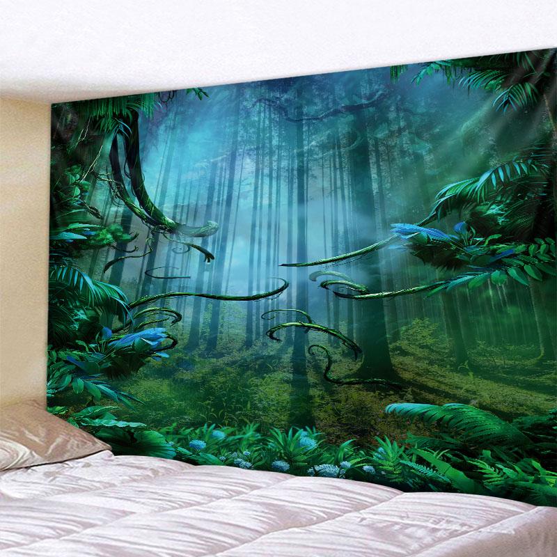 Green Jungle Tapestry Beautiful Natural Forest Large Wall Hanging Hippie Bohemian Mandala Wall Art Home Decoration 8 Sizes