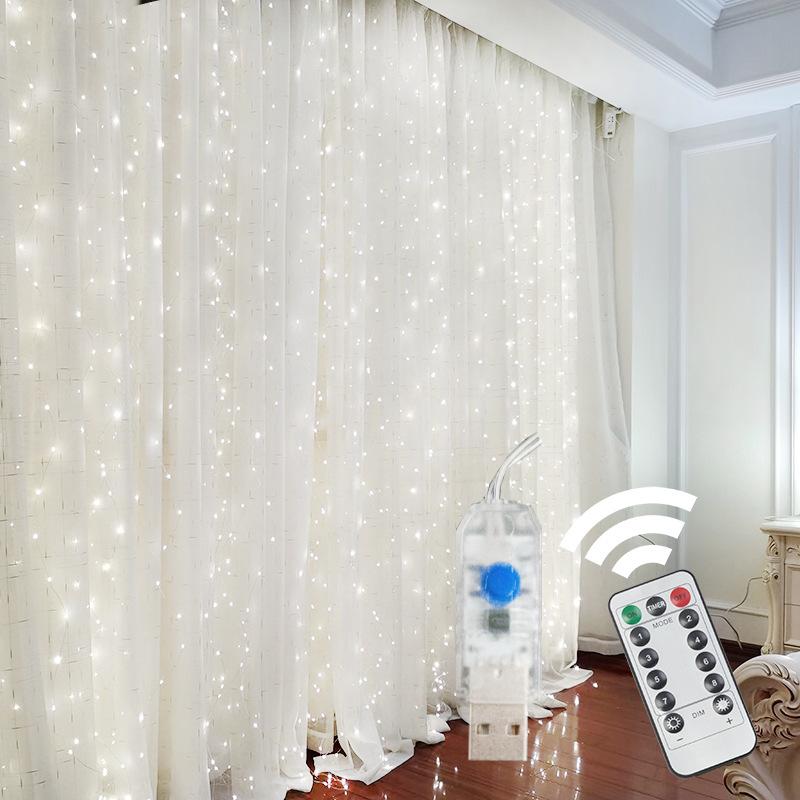 300 LED Curtain Lights String 3M*3M USB Powered Waterproof Twinkle Wall Lights