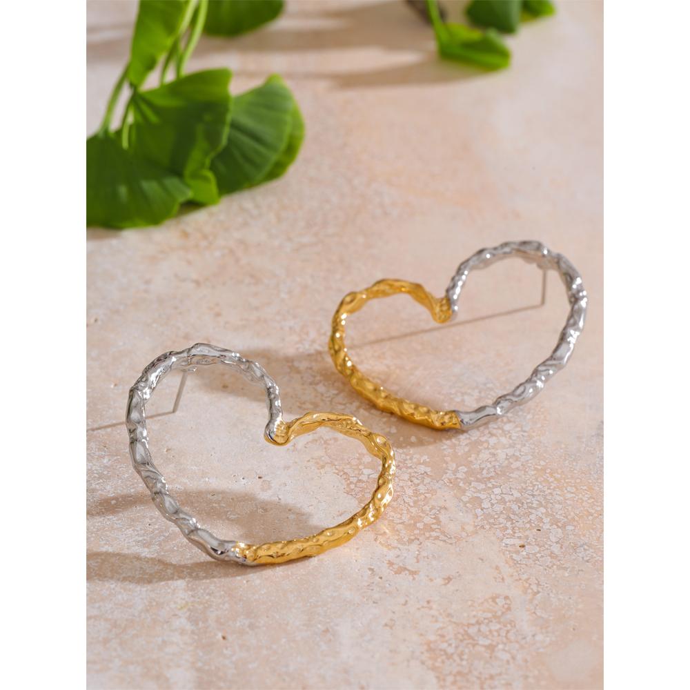 Eetit Cercei minimaliști cu șurub, cu farmec inimă, dragoste, din oțel inoxidabil, rezistenți la pătare, versatili, bijuterii de zi cu zi pentru femei