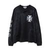 Louis Does Dirty Damage Long-Sleeved T-Shirt Street Graffiti Cross Star Top Trendy High Street Men