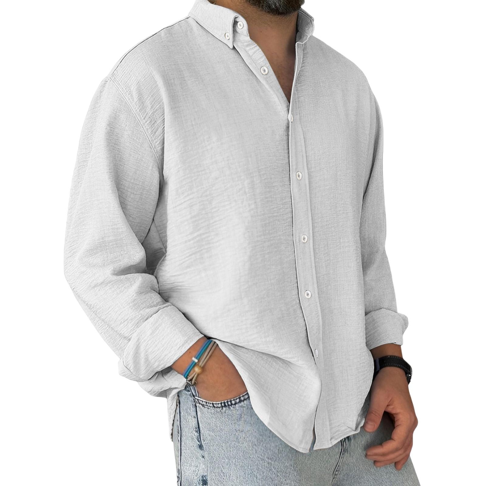 

Мужская свободная классическая рубашка с лацканами и несколькими карманами, промышленная рабочая рубашка-топ XL белый