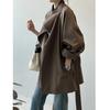 Women Long Sleeve Windbreaker Women Vintage Elegant Trench Coat Office Lady Belt Jacket Loose Waist Stand Collar Fashion Long Coats