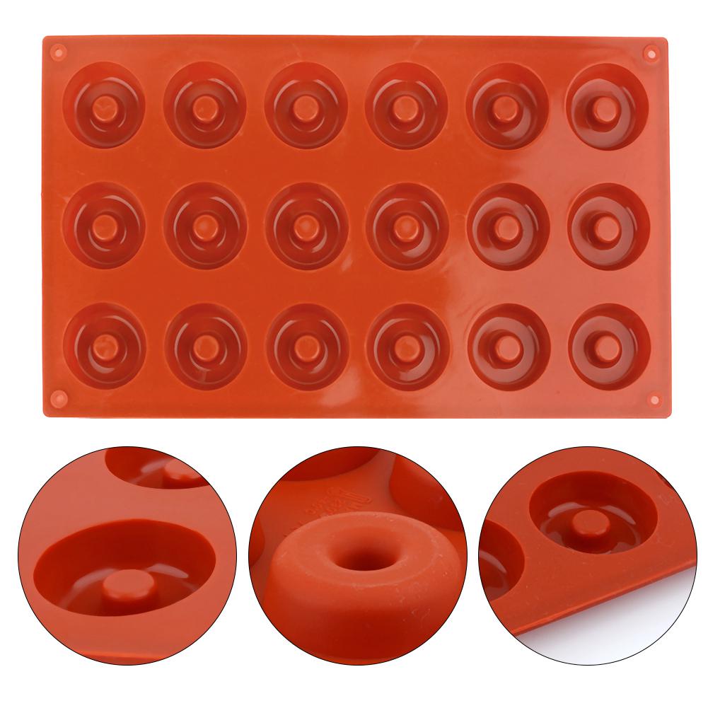 18-Cavity Doughnut Mould Non Stick Donut Baking Mold Silicone Molds for Chocolate Handmade Soap