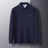 Men's Long Sleeve Turn-Down Collar Polo with Casual Embroidery