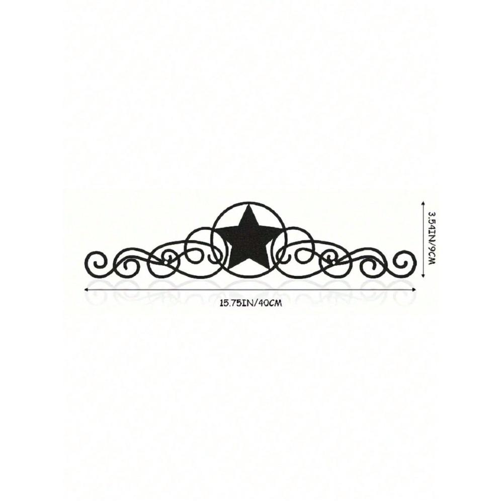 

Wrought Iron Star Wall Decor Scroll Metal Art Black Farmhouse Hanging for Home Outdoor Patio Garden 40x9 cm TY5754 чёрный