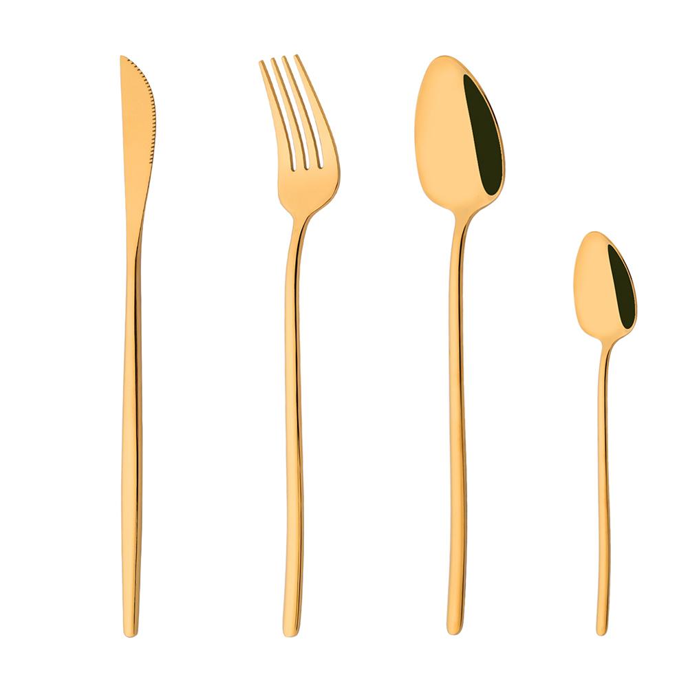 4Pcs Cutlery Set Black Gold Dinnerware Stainless Steel Silverware Knife Fork Spoon Tableware Flatware Set Kitchen Accessories