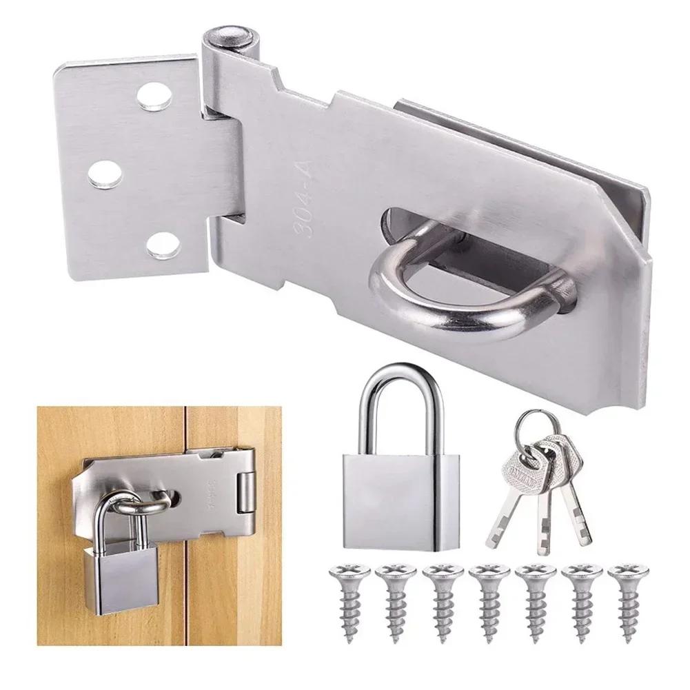 Lock Gate Bolt Door Clasp Sliver Staple Gate Door Lock Burglar Proof Door Lock Easy Install Shed Latch Padlock