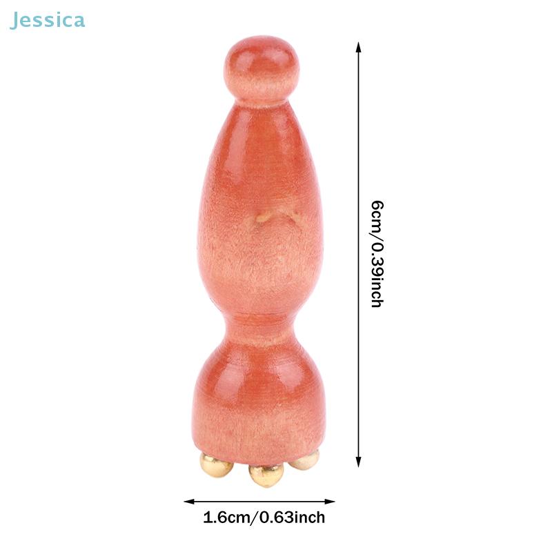 2Pcs Lotus Seedpod Brass Beads & Rosewood Facial Gua Sha Tool Eye Relaxation Spot Meridians Acupoint Massage Handheld