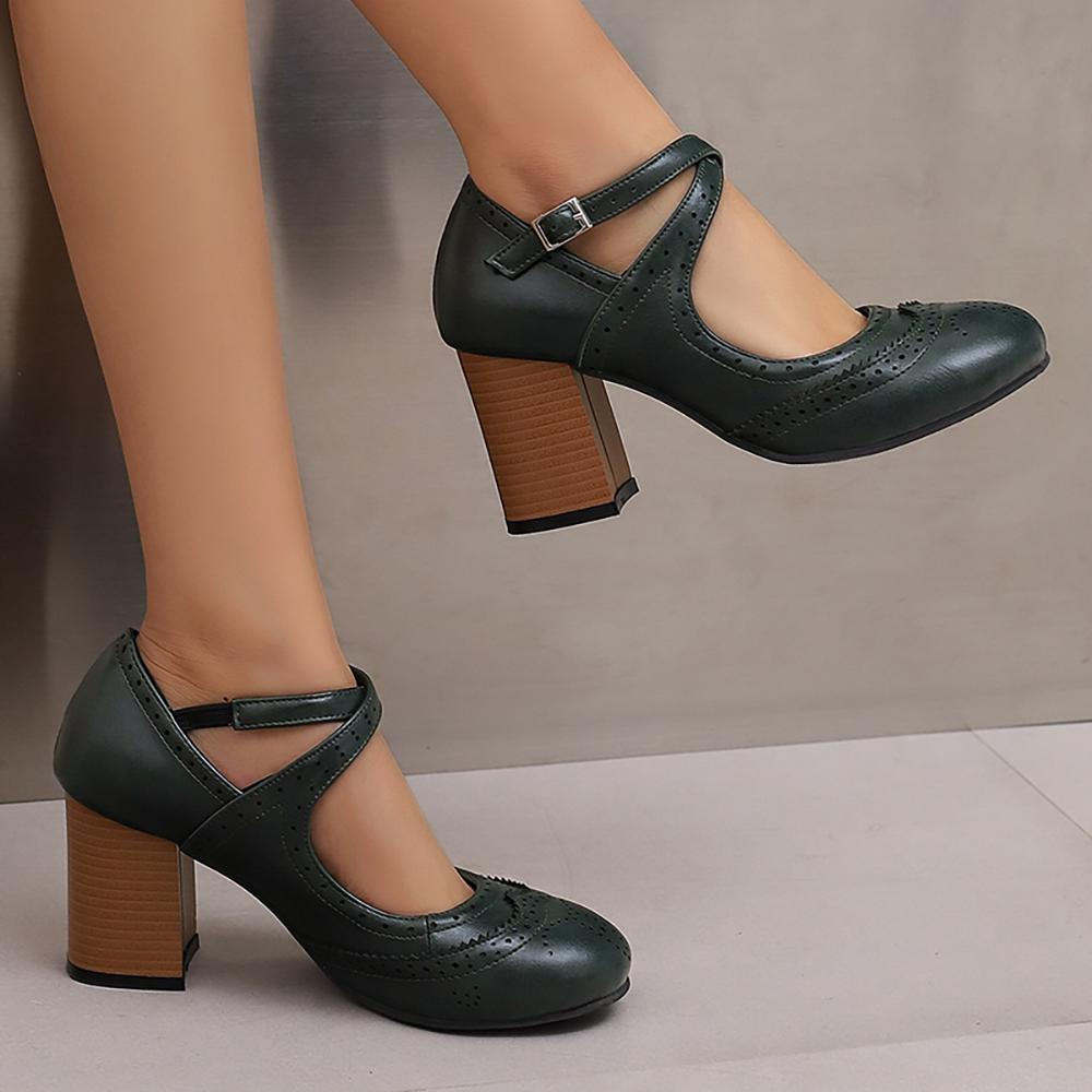 Scarpe Décolleté Donna Mature Punta Tonda Tacco Largo Alto Scarpe Eleganti Taglie Forti 46 50