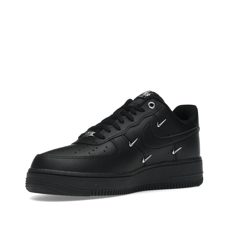Nike Air Force 1 07 LX Czarne Srebrne Mini Swoosh Damskie Sneakersy Metaliczno-Srebrne HQ1180-001