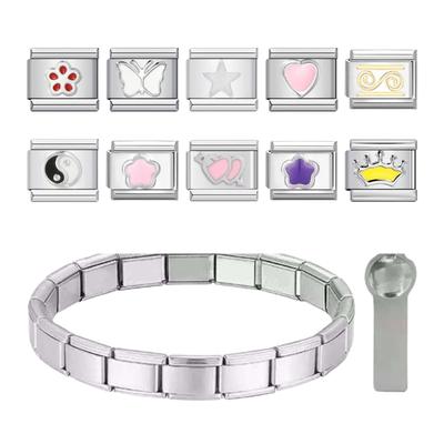 Solidna włoska bransoletka Charm 9mm Stal Nierdzewna Złoto Srebro Moduły dla Kobiet Mężczyzn Młodzieży DIY Modny Akcent