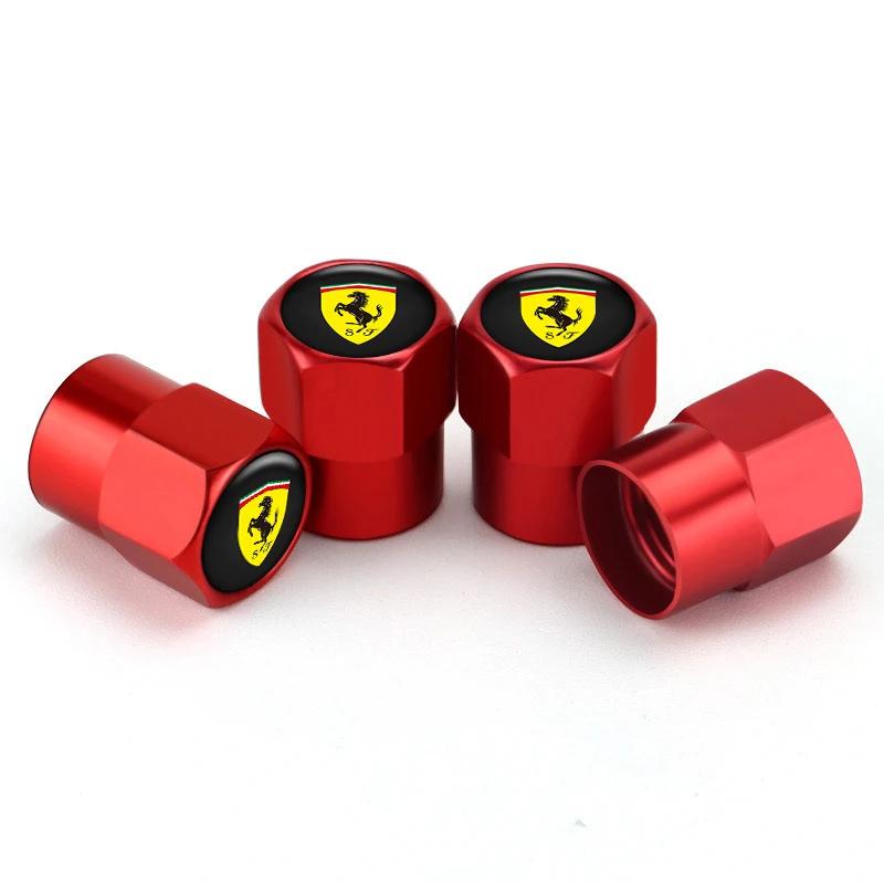 4Pcs Car Wheel Tire Valve Caps Metal Stem Cover For Ferrari Horse SJ F1 Team 488 Roma F8 SF9018121360 F4301575M Auto Accessories JG2