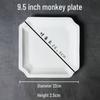 ZISIZ 9.5-inch Ceramic Square Monkey Plates, Set of 2