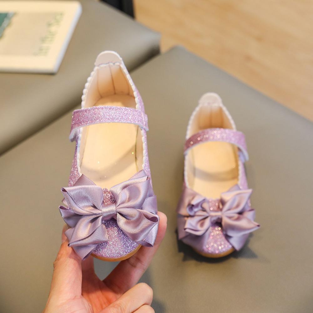 Bow-knot Dance Party Shoes Glitter Leather Shoes Bling Princess Dress Shoes  Girls