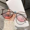 Premium Ins Internet Celebrities Plain Face Cold Brown Frame Blush Sunglasses Xiaohongshu Girl Style Sun Protection Sunglasses