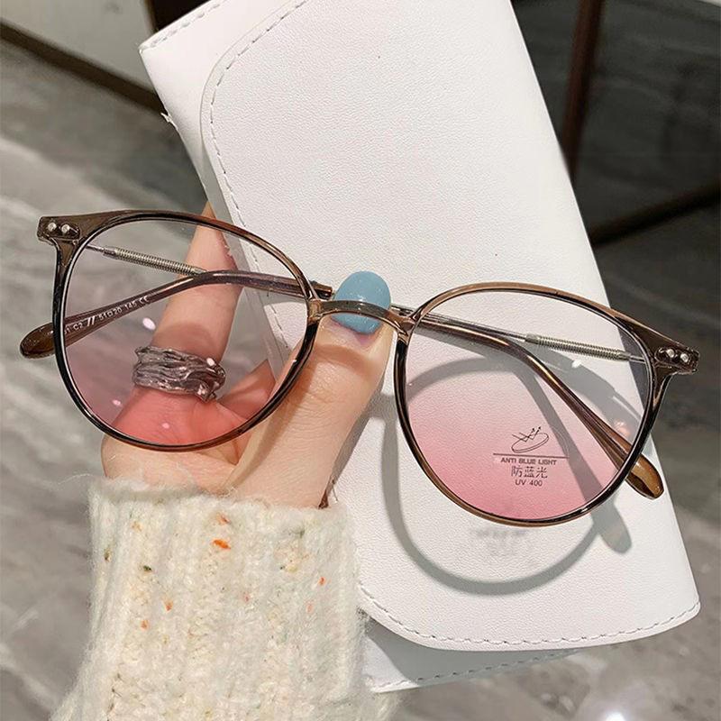 Premium Ins Internet Celebrities Plain Face Cold Brown Frame Blush Sunglasses Xiaohongshu Girl Style Sun Protection Sunglasses