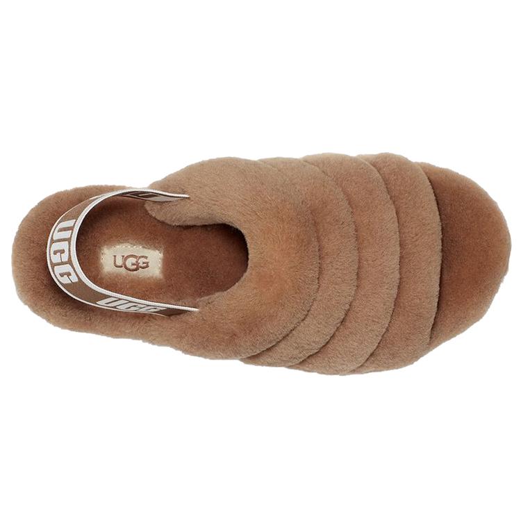 UGG Fluff Yeah Klapki Kasztanowe Damskie 1095119-CHE