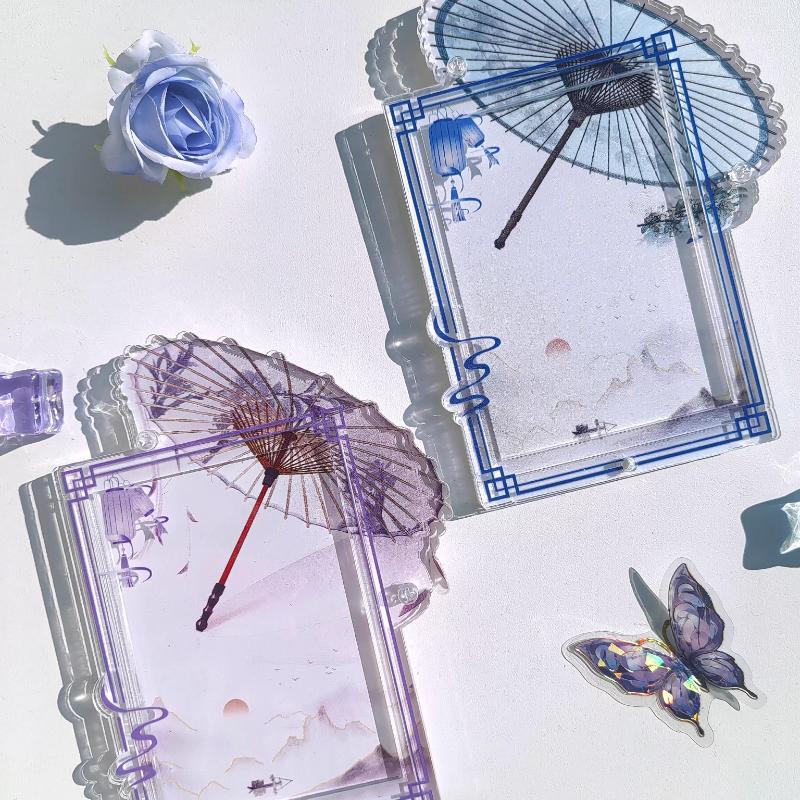 Retro Umbrella Acrylic Photo Frame Colorful Card Holder 3 Inch Anime Photocard Display Chinese Style Card Binder Wholesales 2025