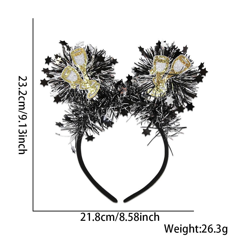 Black Gold Hair Band Decorative 2026 Celebration Headband New Year'S Eve Headband Comfortable Holidays Hair Accessory For New