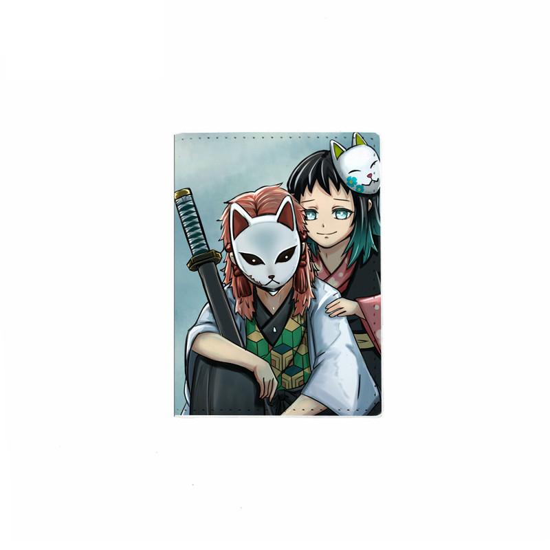 Japanese Anime Demon Slayer Passport Cover Unisex Students Travel Passport Holder Wallet Women Leather Credit Card Holder Case