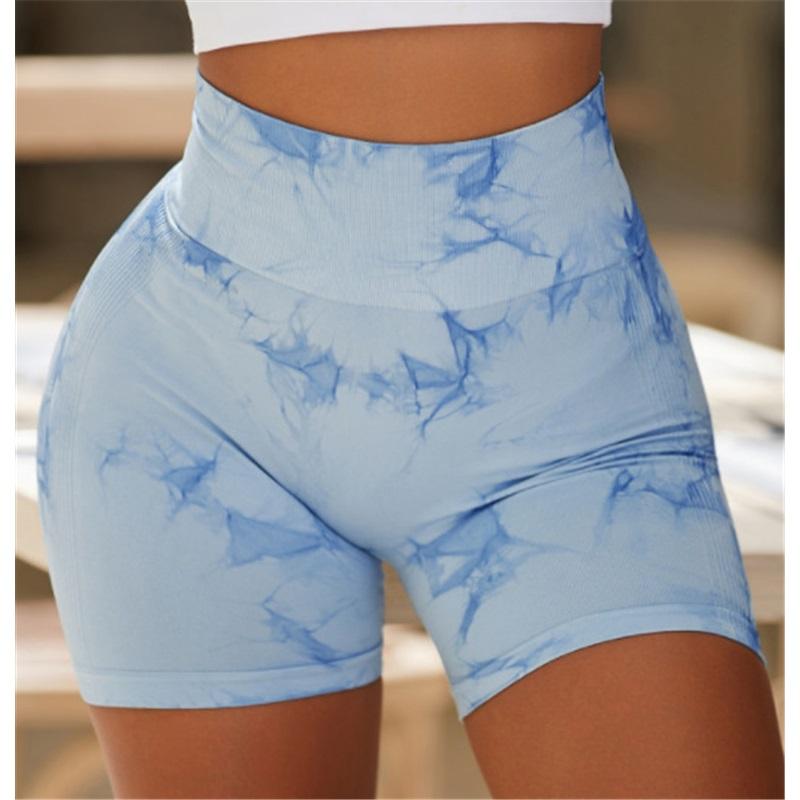 Women's Tight Fitting High Elastic Tie Dye High Waist Hip Lifting Yoga Pants Sports Fitness Tight-fitting Shorts
