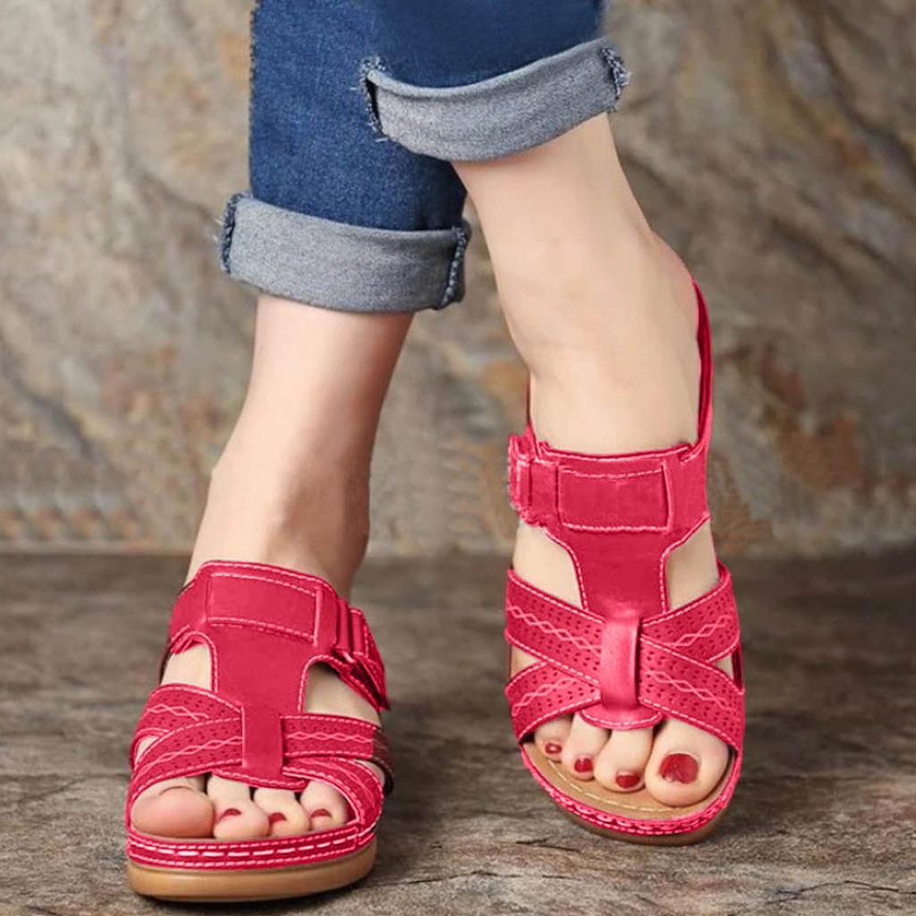 Sandały Damskie Z Podparciem Łuku Stopy Rozmiar 8 Obcas Kaczuszka Gruba Podeszwa Dziurkowane Klapki Damskie Duże Codzienne Sandały Na Obcasie