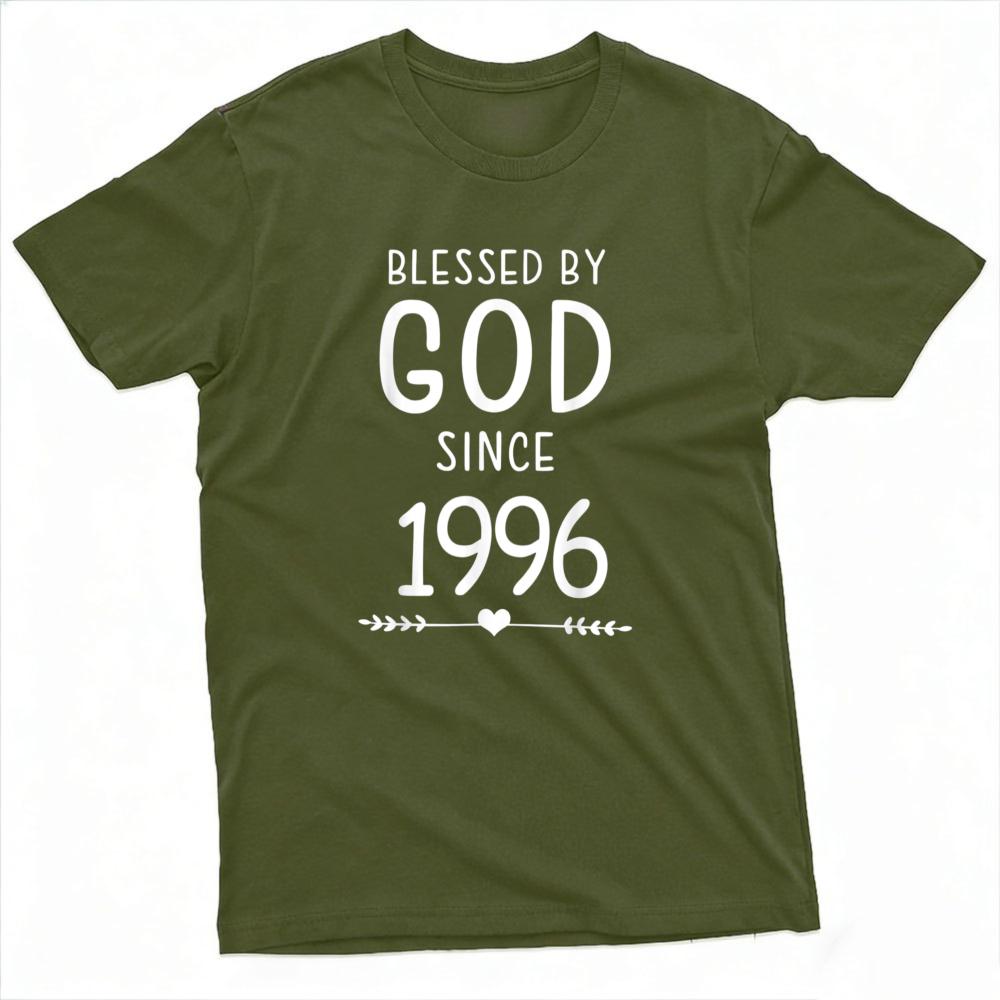 Blessed By God Since 1996 Unisex TShirt Cotton Summer 30th Birthday Gift Short Sleeve Casual Fashion Tops for Birthday Gift Unisex