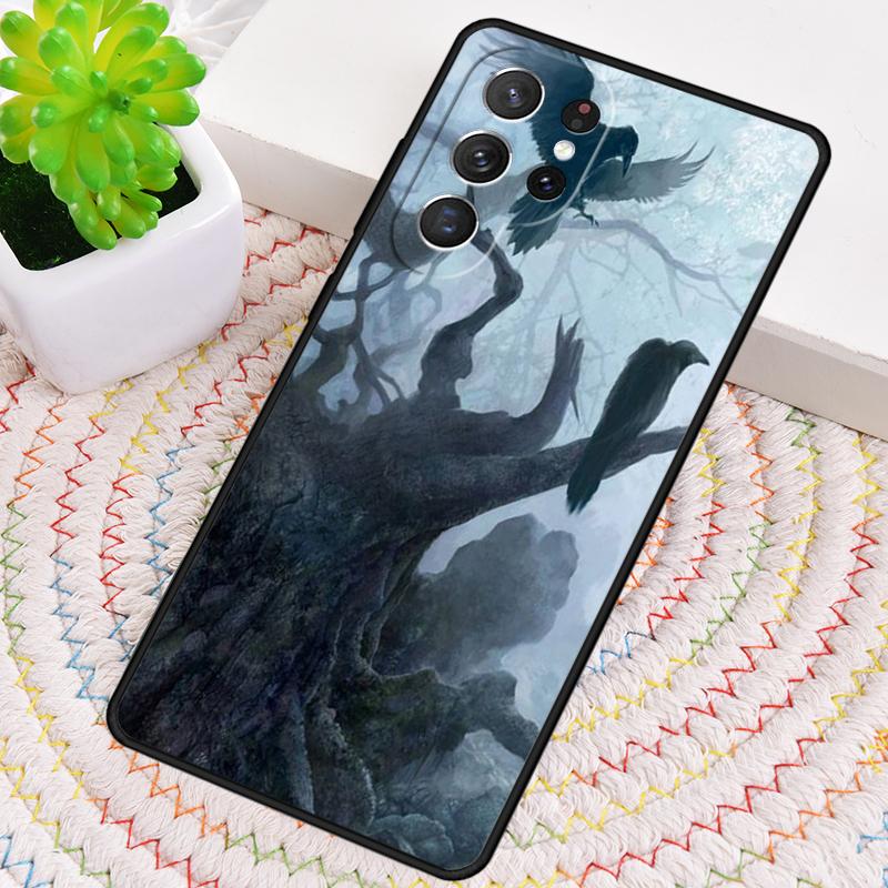 Raven Crow Skull Pattern Phone Case For Samsung Galaxy Note 10 Pro S26 S25 S24 S23 S22 Ultra Plus S21 FE S20 Shockproof Cover