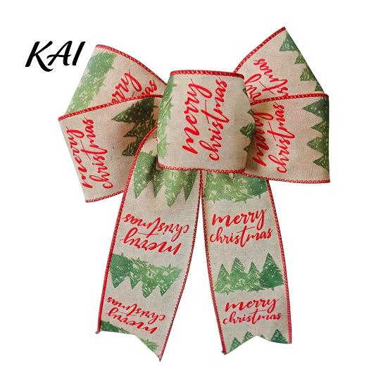 Reusable Holiday Party Supplies Christmas Bows for Wreath, Merry Craft Bow Ornaments, Winter Tree Retro Print Decorations Decoration Tree, Front Door,