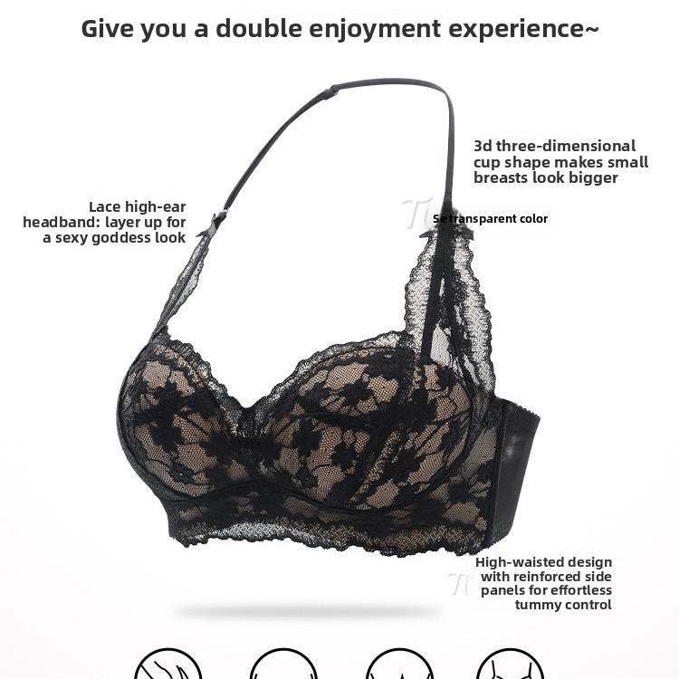 Female Summer Sexy Lace Hang Neck Small Chest Gathers Gathers The Pair Breast To Prevent Drooping Beauty Back Underwear