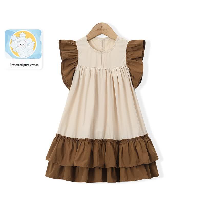 Munsingwear Kids Girls Color-block Flutter Sleeve A-line Summer Dress 140