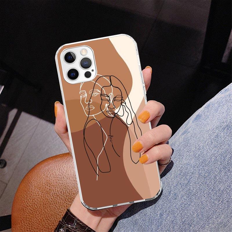 Abstract Line Women Face Phnoe Case for Iphone 17 Air 16 11 12 13 Mini 14 Plus 15 Pro Max 7 8E SE 2020 16ProMax Phone Cover Coqu