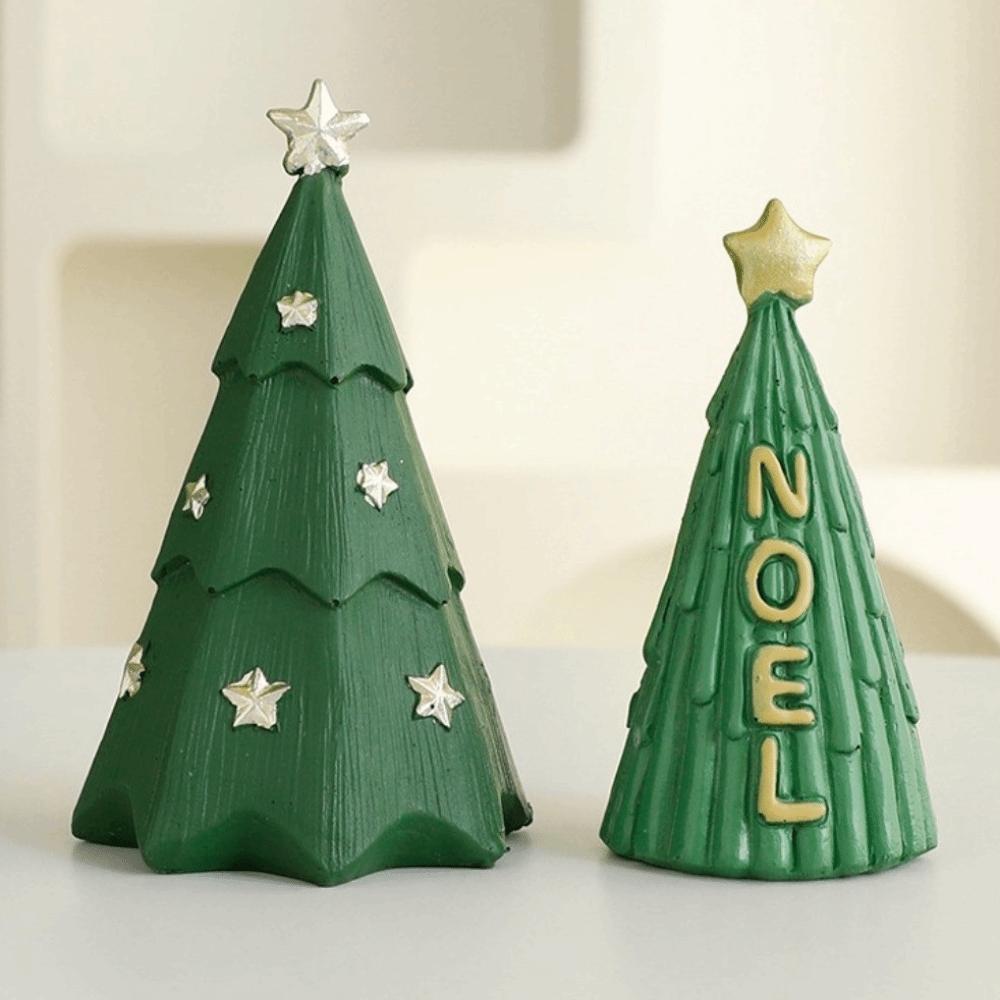 Resin Christmas Tree Decoration Set Handicrafts Mailbox Statue Desktop Ornaments Creative Cartoon Mini Christmas Tree Party