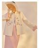 Autumn/Winter Double-Sided Wool Color Block Suit: Stand Collar Frog Button Top + Skirt Set (NX009)