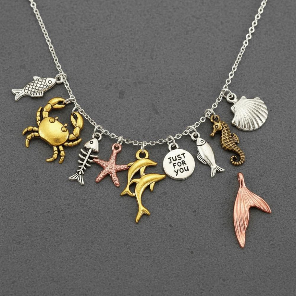 Metal Scallop Ocean Life Pendants for DIY Golden Fish DIY Jewelry Accessories  Earrings