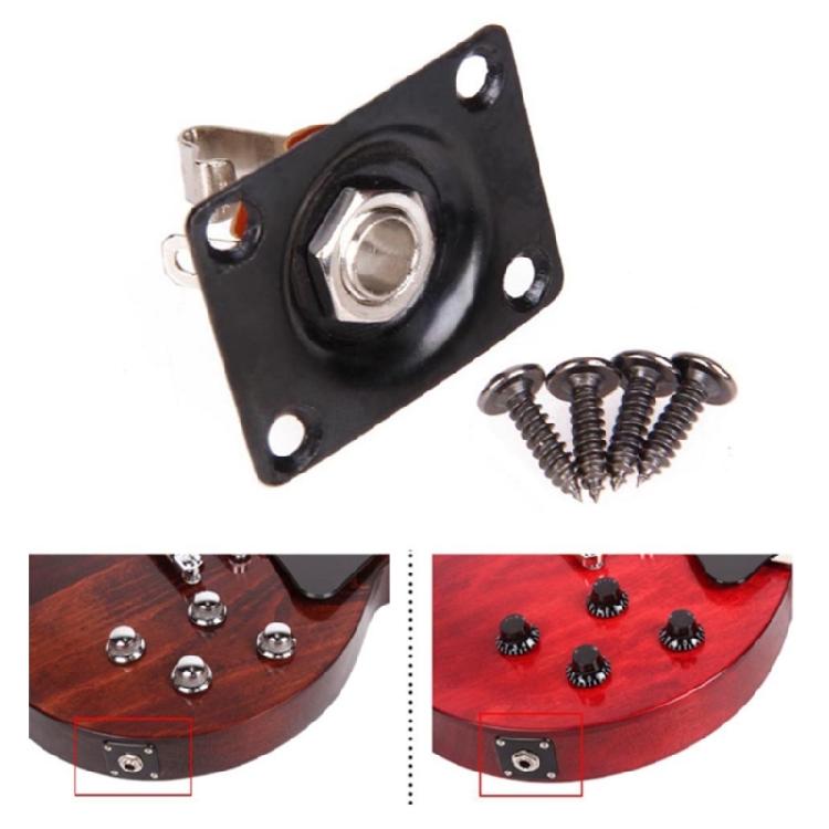 Metal Output Input Jacks Plate Screws Guitar Replacement Parts 1/4 Inch Square