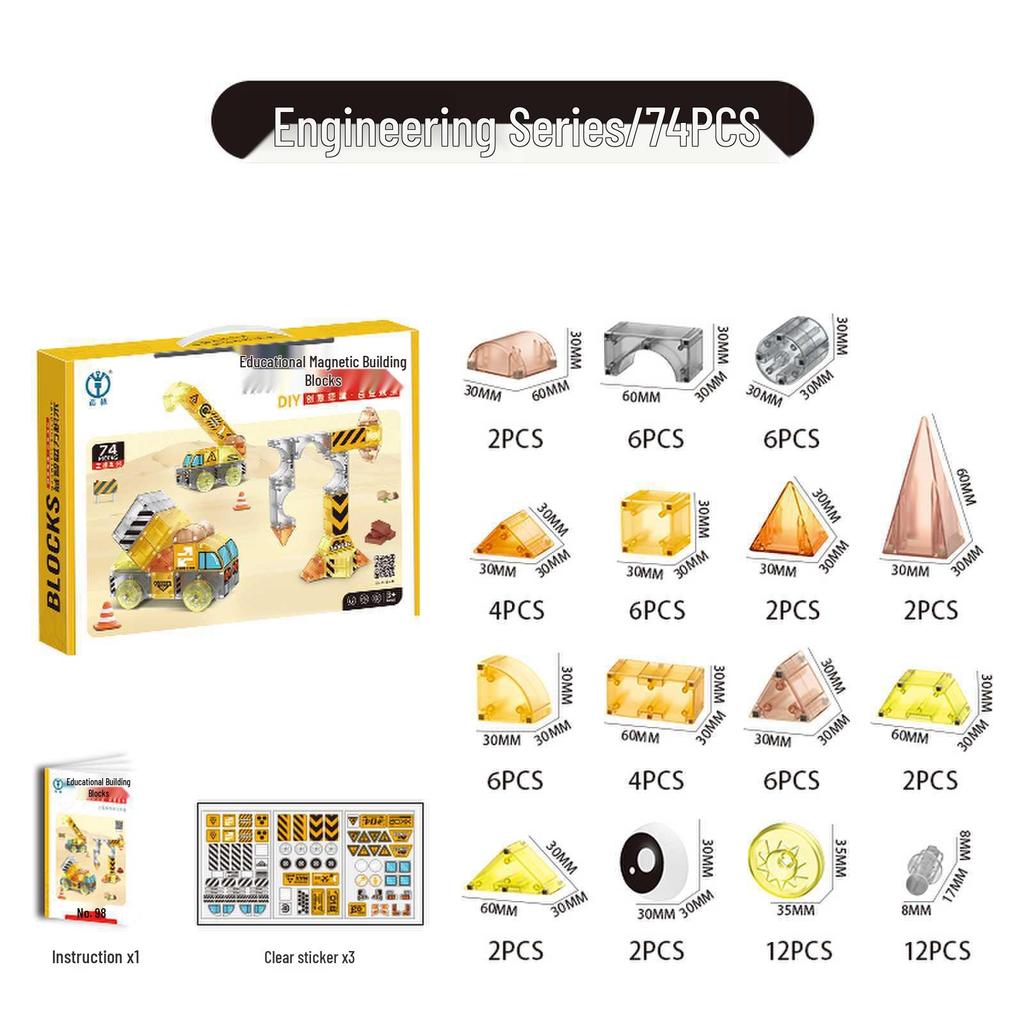 DiGe Geometric Magnetic Blocks - Building Blocks for Construction Vehicles & Castles - Children's Toys