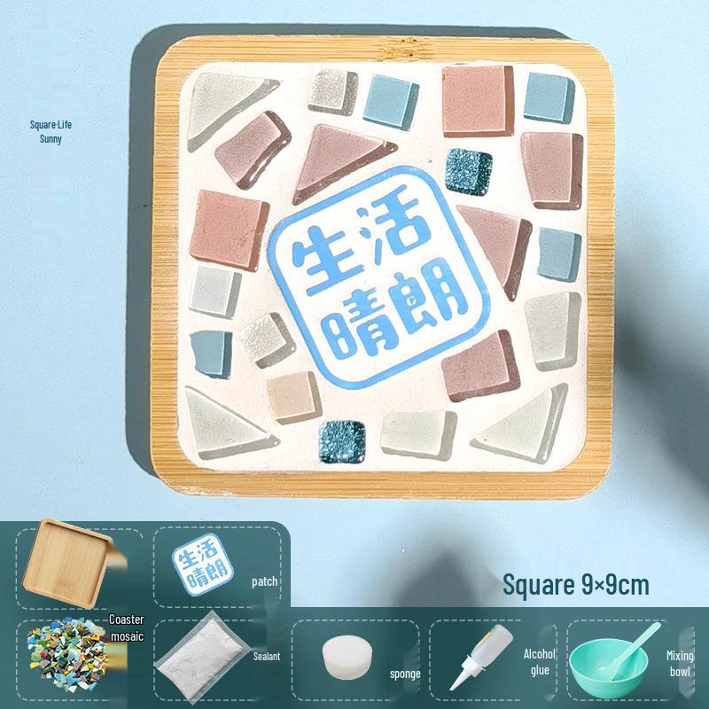 DIY Large Mosaic Coaster Kit: Creative Glass Sticker Pack for Adults & Kids