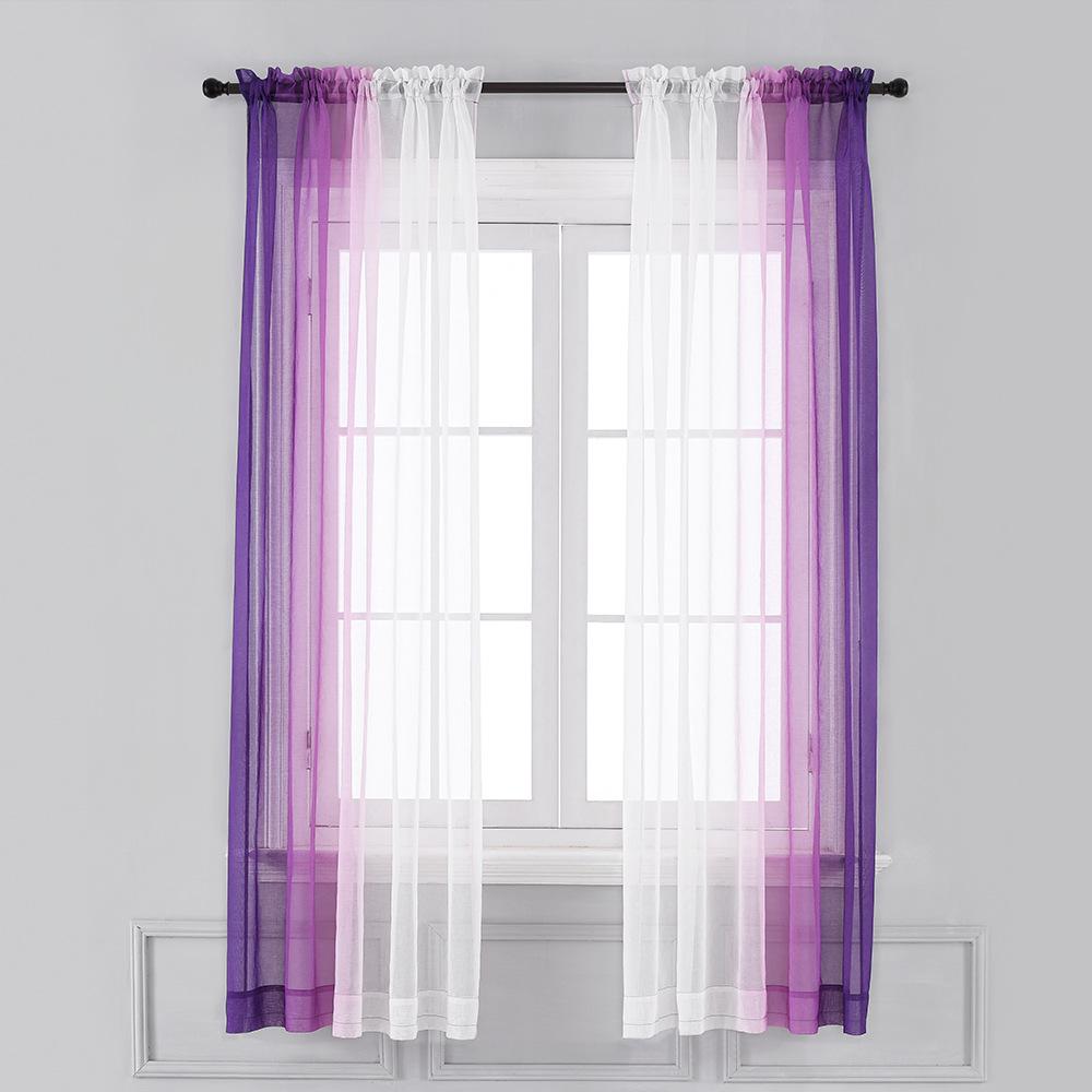 Solid Color Gradual Change Printing Curtain Screen Curtain Simple Window Screen Fabric Curtain Finished Balcony Living Room Bay Window Special Price