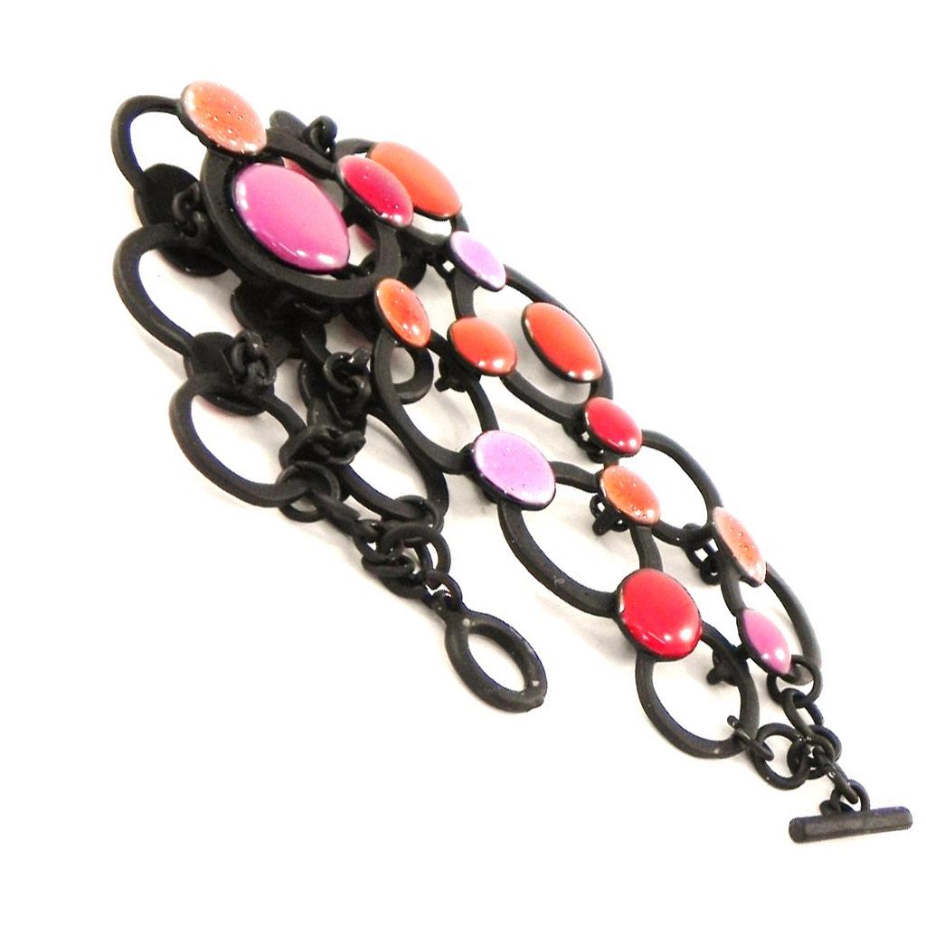 NOA [H8842] - Designer-Armband 'Harlequin' orange pink
