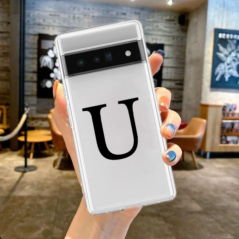 For Google Pixel 10 Pro 10A Phone Case Pixel 9 Pro XL Pixel 8 Pro 9A 8A 7A 7 6A 6 Pro Soft TPU Cover Initial Letter A Z Fashion